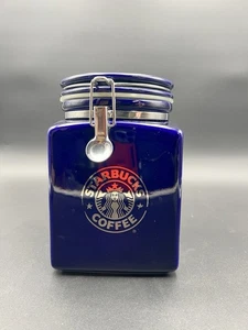 STARBUCKS Blue Ceramic COFFEE CANISTER Jar - Picture 1 of 6