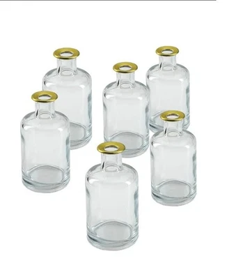 Juego de 6 jarrones Bud con punta dorada, tealight, soporte de pilar, jarrón decorativo, I... Foto 1 de 4