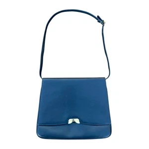 Vintage Salvatore Ferragamo Marine Leder Schleife Klappe Schultertasche Made in Italy - Bild 1 von 13