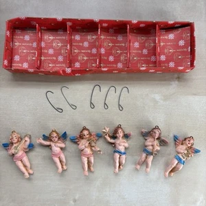 Vintage Italy 6 Pieces Molded Plastic Angel Cherub Band Christmas Ornaments - Picture 1 of 14