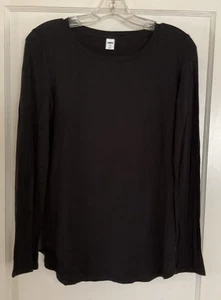 Top donna Old Navy Luxe nero scollo barca manica lunga taglia S - Foto 1 di 3