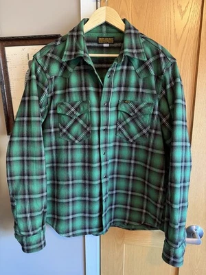 IRON HEART ULTRA-HEAVY FLANNEL WESTERN SHIRT IHSH-405-GRN GREEN CHECK XXXL 3XL - Image 1 of 4