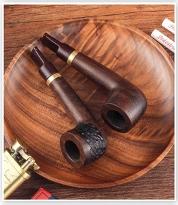 Pipa de tabaco de madera de ébano con filtro de 9 mm hecha a mano pipas para fumar billar vástago recto - Imagen 1 de 10