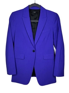 Theory FEM Blazer S Size 00 Blue Iris Traceable Wool 2 Jacket $475 - Picture 1 of 6