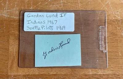Gordon Lund 1967 Indians Seattle Pilots Signed Autograph Album Page Cut Sig - Image 1 of 2