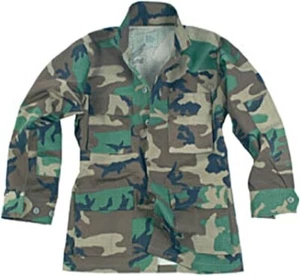 Camicia USGI Woodland Mimetica Misto Cotone Ripstop BDU Med Lunga - Foto 1 di 1