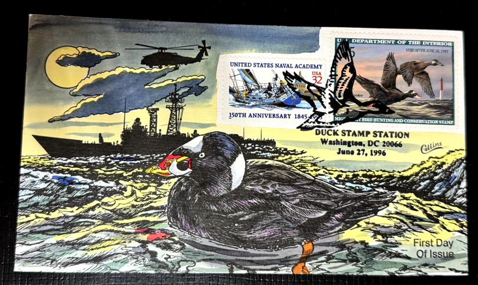 #RW63 Federal stamp duck Collins Hand-painted  FDC  1996 Absolutely Perfect! - Image 1 of 1