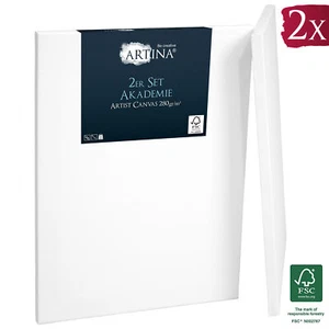 2er Set Leinwand Keilrahmen Leinwände Malen Künstlerbedarf Baumwolle FSC Holz - Zdjęcie 1 z 28