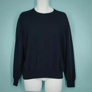J. McLaughlin Size Medium M Blue Crew Neck Long Sleeve 100% Merino Wool Sweater - Picture 1 of 6
