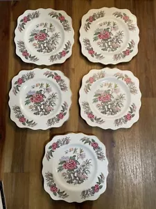 Vintage Wedgwood Bone China, Cathay W4053, 5 goldene Zierplatten, quadratische Jakobsmuschelkante - Bild 1 von 11