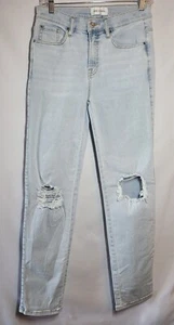 Sene x Emma Women's Jeans Size 6 Blue Light Slim Straight Distressed Y2K - Picture 1 of 11