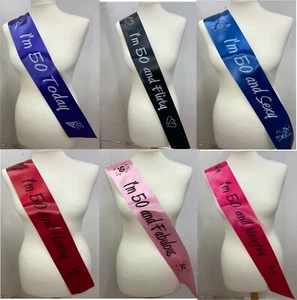 Faja de 50 cumpleaños se puede personalizar - 6 diseños y varios colores de cinta NUEVA - Imagen 1 de 7