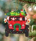 Grinch Family Of 4 Christmas Jeep Santa 2 Sided Acrylic Ornament 3x3 5 Pcs