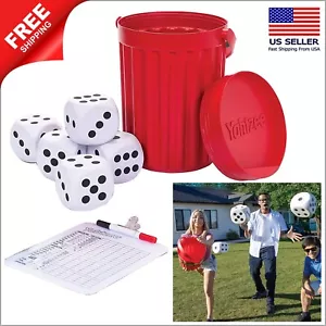 Cubo agitador de dados de espuma Giant Yahtzee 5 borrado en seco tarjeta de puntuación juego de césped al aire libre - Imagen 1 de 6
