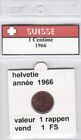 pieces de 1 rappen de suisse 1966