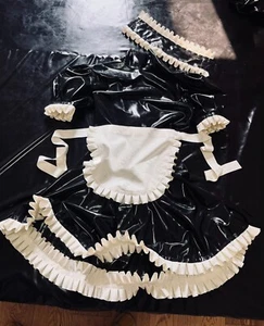 1307 Látex Goma Mucama Trajes Uniforme Vestido Falda Delantal Cosplay Personalizado 0.4mm - Imagen 1 de 6