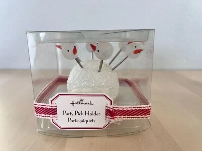 Hallmark Party Picks Snowmen & Snowball Holder Christmas Vintage - Image 1 of 4