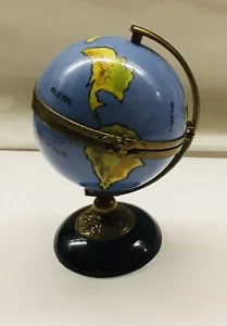 Limoges Hand Painted Globe of the World Trinket Box Original Owner - Picture 1 of 12