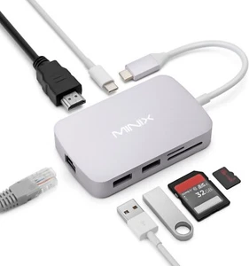USB C Adapter, 7 in 1 USB C Hub with 4K 60Hz HDMI,Gigabit Ethernet - Picture 1 of 6