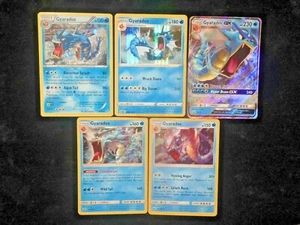Lote de 5 tarjetas Gyarados Holo 33/147 20/98 SM212 040/192 20/70 Pokémon holográfico - Imagen 1 de 8