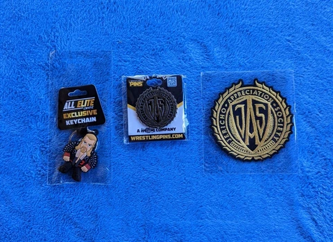 CHRIS JERICHO 3 Item Lot Enamel Pin Keychain Patch AEW Wrestling NEW J.A.S. JAS Cover