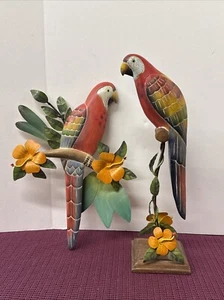 Hermoso Par de Loros Tropicales 1 Pared 1 Independiente Arte de Pared Decoración Indonesia - Imagen 1 de 16