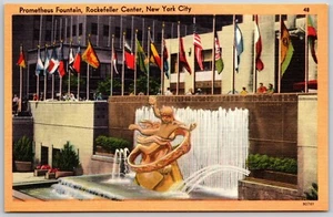 Postcard New York City Rockefeller Center Prometheus Fountain NYC NY - Picture 1 of 2