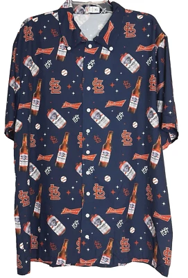 Camiseta del equipo de béisbol de los Cardenales de San Luis talla XL azul con botones Budweiser Beer SGA Foto 1 de 4