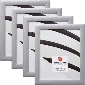 Craig Frames Contemporary 1", Brushed Textured Silver Picture Frame 4-Pack - Picture 1 of 9