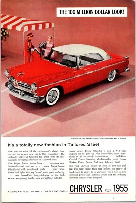 PRINT AD 1955 Chrysler Windsor Deluxe Nassau Tango Red Platinum 6.5 x 10 - Image 1 of 3