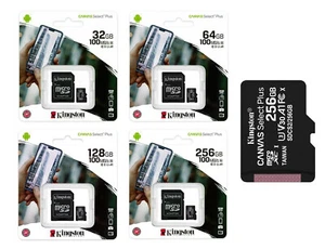 Kingston Micro SD Card 32/64/128/256GB Class 10 SDHC SDXC Phone Memory + Adapter - Picture 1 of 6