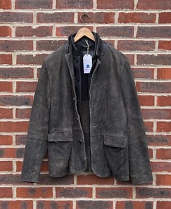 AllSaints Mens SURVEY Leather Blazer Jacket MEDIUM Grey All Saints Biker Biker - Picture 1 of 12