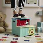 Kids Funnel Blue Animal Step Stool - Multi-Purpose 2 Step Wooden Stool-Toddler S