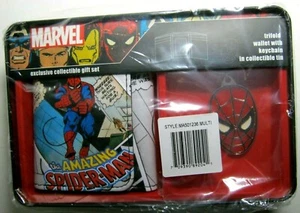 Marvel Comics Men's Trifold Wallet And Keychain Set Spiderman - Picture 1 of 2