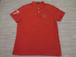 Polo Jeans Co Ralph Lauren Polo Shirt Mens Large Red Short Sleeve US Flag 67 RL - Picture 1 of 13