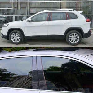 Carbon Fiber Pillar Posts Decor 6pc Set Door Trim For Jeep Cherokee 2014-2021 - Picture 1 of 8