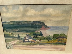 Henry E McDaniel Watercolor Painting Coastal Farm Landscape Quincy Boston Artist - Picture 1 of 10