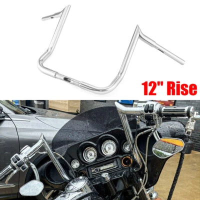 12" Rise Chrome Handlebars For Harley Bagger Electra Glide & Street Glide 86-23 - Image 1 of 4