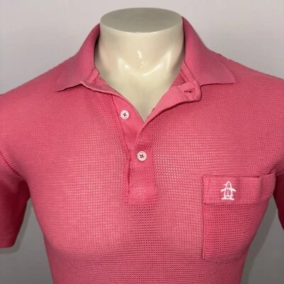 Vtg 60s 70s Penguin Shirt Sheer Mesh Pink Grand Slam Disco Hippy MCM Mens Medium - Image 1 of 4