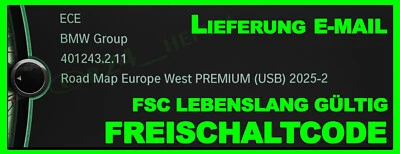 BMW Navi Update ROAD Map Europe Premium CIC WEST o OST 2025-2 ink FSC Lebenslang - Bild 1 von 4