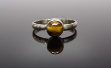 Handmade 925 Sterling Silver 5 mm Tiger's Eye Stone Plain Band Ring Size H to W