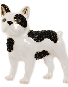 28 $ Anne Klein gepflasterte & farbige Emaille französischer Stier Hund Anstecknadel S1b - Bild 1 von 6