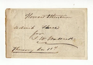 SELTEN 1850er James William Wallack Schauspieler Autogramm signed Eintrittskarte - Bild 1 von 2