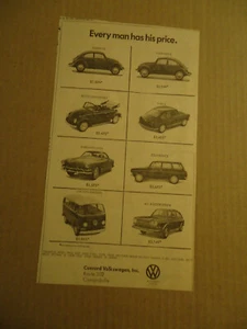 VW Volkswagen 8 models 1971 newspaper ad - Picture 1 of 1