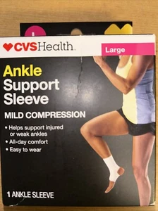 Ankle Support Sleeve CVS Health L Mild Compression White - Picture 1 of 6