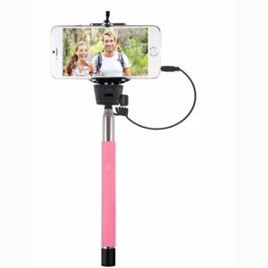 Extendable Wired Built-In Shutter Selfie Stick for iPhone Samsung Android Phones - Picture 1 of 2