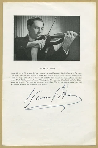 Isaac Stern (1920-2001) - American violinist - Signed photo - Prades 1950 - COA Cover