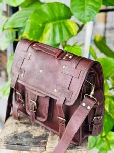 Handmade Men's Genuine Leather Vintage Laptop Big Storage Bag Satchel - Picture 1 of 6