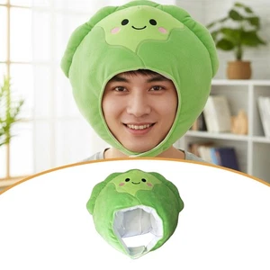 Soft Plush Cabbage Hat Dress up Novelty Cosplay Warm Headcover Vegetable Hat - Picture 1 of 5