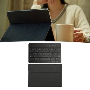 Tablet Keyboard BT Wireless Waterproof Rustproof Keyboard With PU Leather Ca NEW - Bild 1 von 12